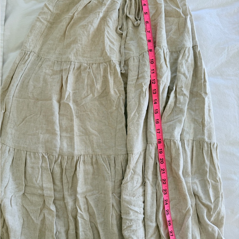 NEUFLORA-Lightweight Skirt & Wide Leg Pants Set in Natural Tones - Picture 5 of 7
